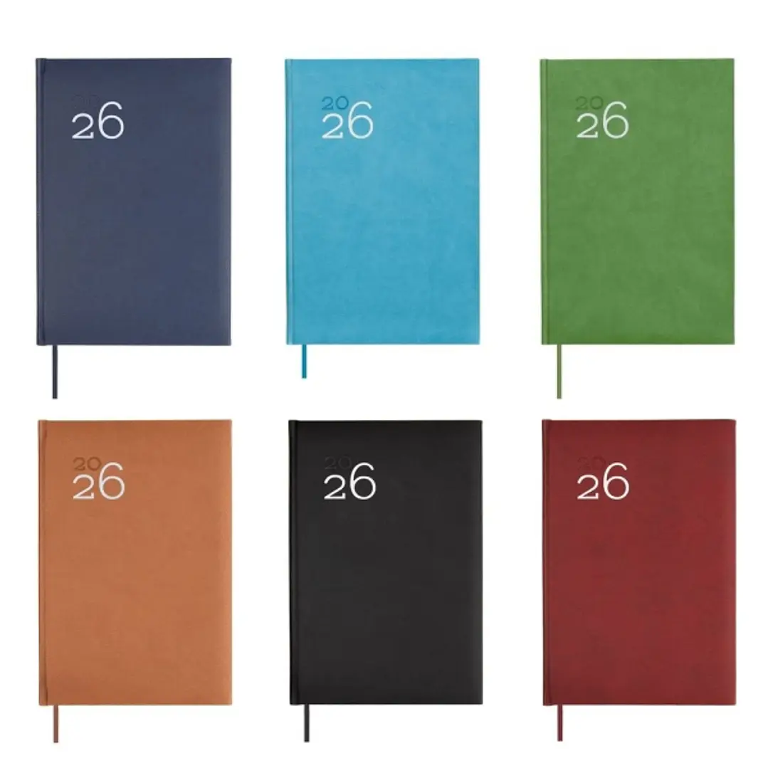 Finocam Dynamic Milano Pack de 8 Agendas Surtidas - Anual 2026 - Tapa Dura Acolchada - Formato Y10 - 1 Dia por Pagina - Color Surtidos 1