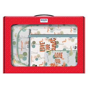Dohe Pack Mochila, Carpeta y Portatodo WWF - Maletin Regalo 365x515x105mm - Carpeta A4 Recambio, Mochila 3 Compartimentos Grande - Portatodo Triple