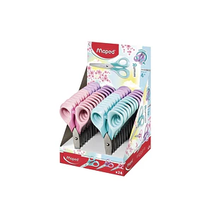 Maped Sensoft Tijera Escolar Punta Redonda 13cm - Hojas de Acero Inoxidable - Mango de Plastico Simetrico - Colores Pastel Surtidos