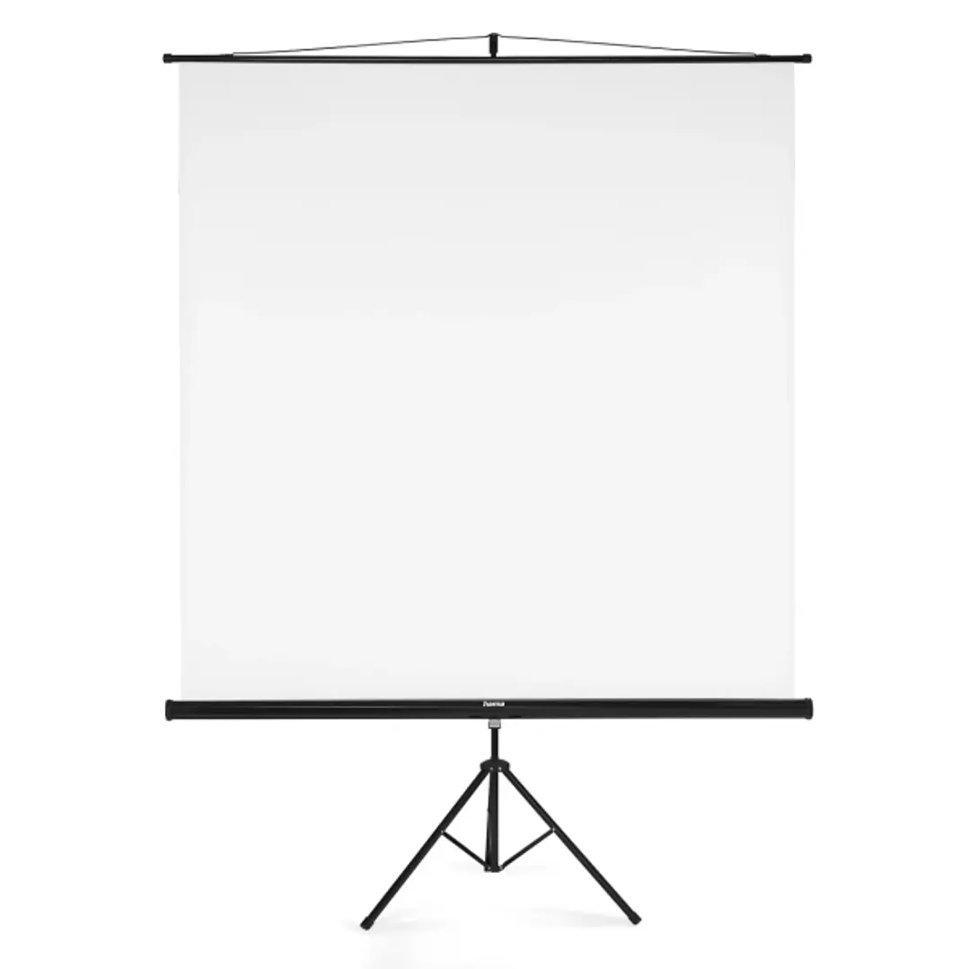 Hama Pantalla Proyector con Tripode - Cuerpo Metalico - PVC - Formato 1:1 - Mecanismo de Resorte - 380 Micras de Grosor - 180x180cm - Color Blanco 1