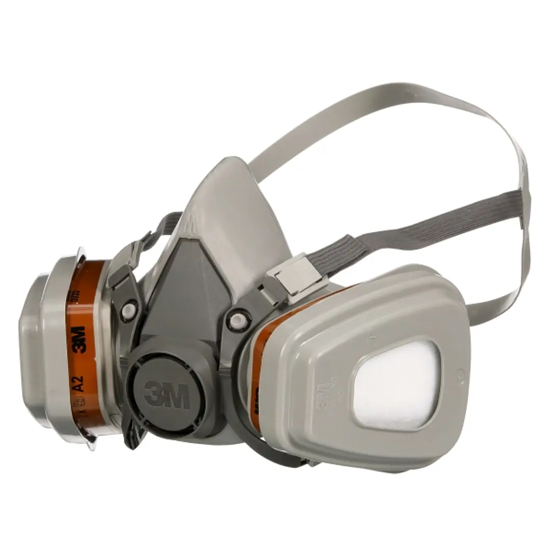 3M Mascarilla de Media Cara - Filtros Reemplazables Incluidos - para Vapores Organicos - Reutilizable - Color Gris 1