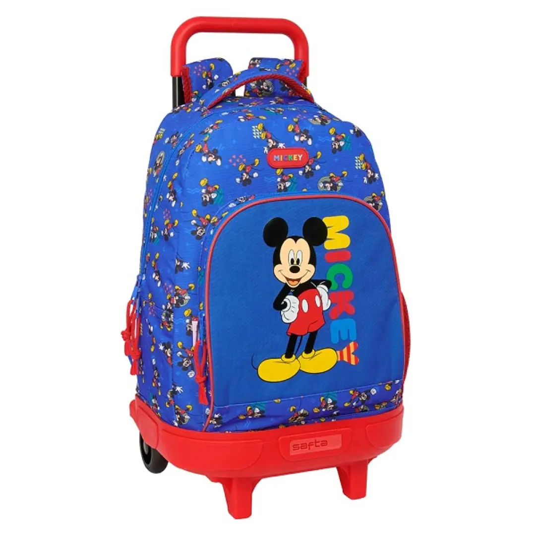 Safta Mickey Mouse Today Mochila con Carro - 33L - Bolsillo Frontal - Portabotellas - Doble Cremallera - Hombreras Acolchadas - Asa Acolchada - Tarjet 1