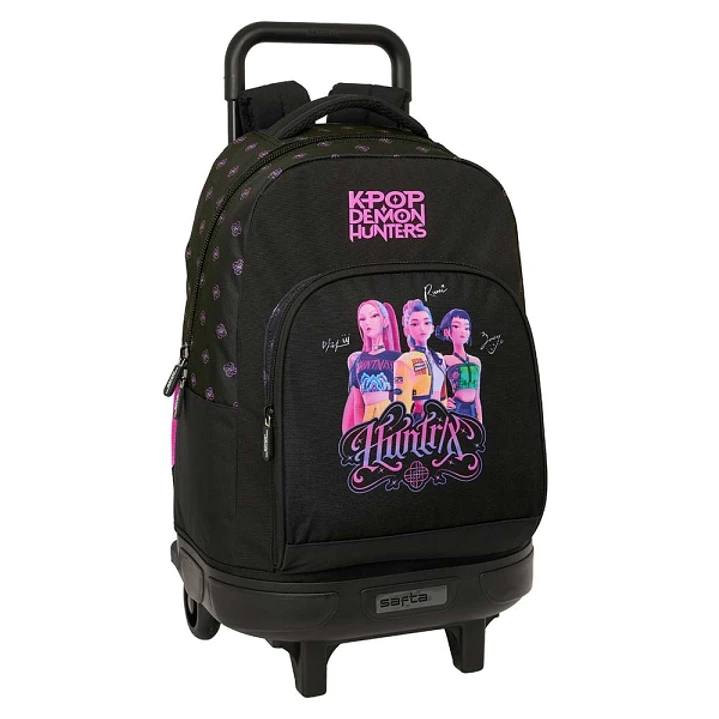Safta K-Pop Demon Hunters Mochila con Carro - Extraible - 33L - Portabotellas - Tarjeta de Identificacion Personal - Doble Tirador - Asa de Mano - Bol 1