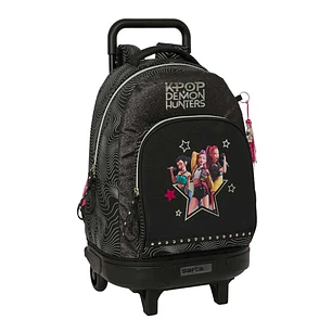 Safta K-Pop Demon Hunters Energy Mochila con Carro - Extraible - 33L - Portabotellas - Tarjeta de Identificacion Personal - Doble Tirador - Asa - Bols