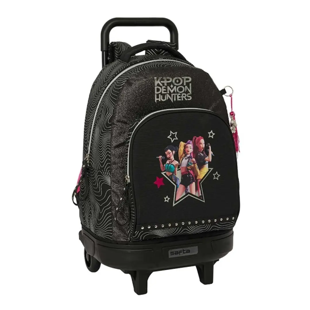 Safta K-Pop Demon Hunters Energy Mochila con Carro - Extraible - 33L - Portabotellas - Tarjeta de Identificacion Personal - Doble Tirador - Asa - Bols 1