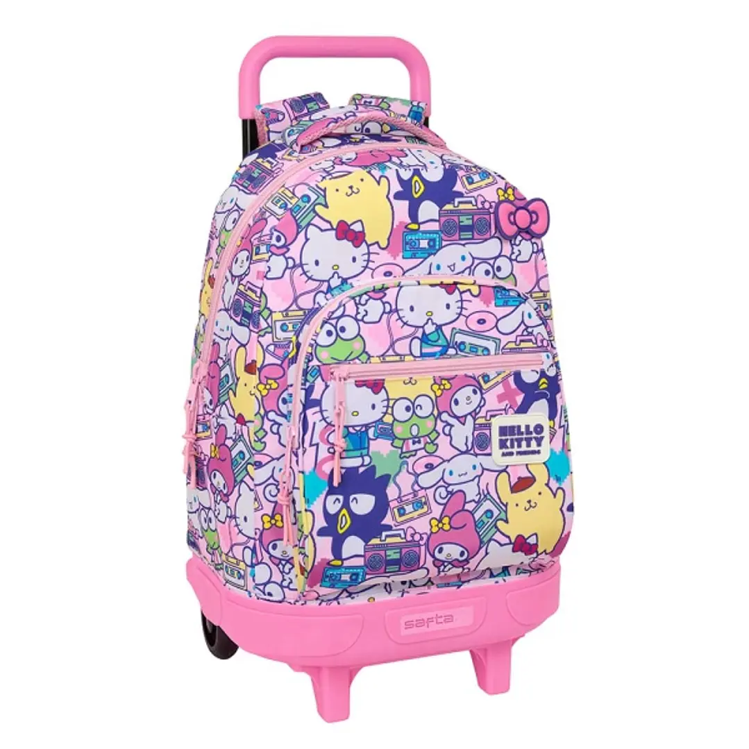 Safta Hello Kitty and Friends Mochila con Carro - Extraible - 33L - Portabotellas - Tarjeta de Identificacion Personal - Cremallera con Doble Tirador  1