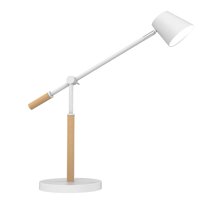 Unilux Lampara de Escritorio LED Vicky - Diseño Moderno y Elegante - Luz LED de Bajo Consumo - Ajustable en Altura y Angulo - Color Blanco/Madera 1