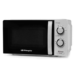 Orbegozo Mi 2118 Microondas - Capacidad 20L - Potencia 700W - 6 Niveles de Potencia - Temporizador 30min - Color Plata