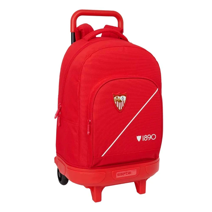 Safta Sevilla FC Mochila con Carro - Extraible - 33L - Portabotellas - Tarjeta de Identificacion Personal - Cremallera con Doble Tirador - Asa de Mano 1