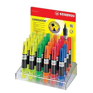 Stabilo Luminator Expositor de 24 Marcadores Fluorescentes - Mayor Suministro de Tinta - Zona de Agarre - Trazo entre 2 y 5mm - Colores Verde, Amarill