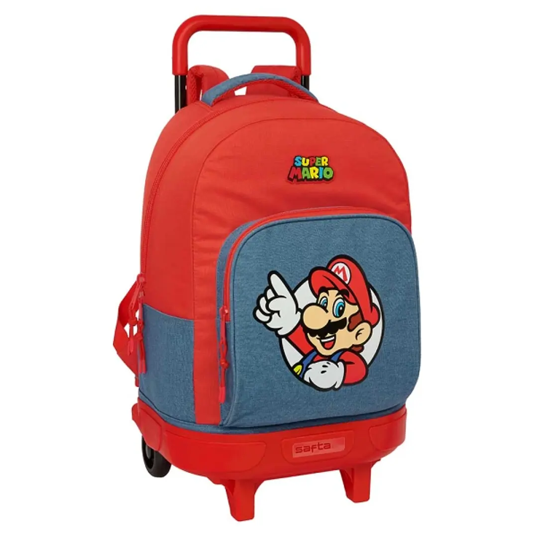 Safta Super Mario Mochila con Carro - Extraible - 33L - Portabotellas - Tarjeta de Identificacion Personal - Cremallera con Doble Tirador - Asa - Bols 1