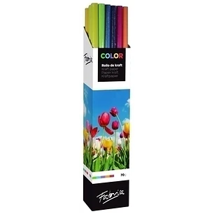 Fabrisa Expositor de 30 Rollos de Papel Regalo - Papel Kraft Verjurado de 70gr - Medidas del Rollo 1x3m - Colores Surtidos