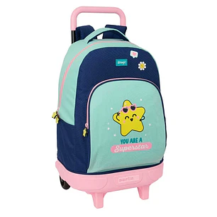 Safta Mr. Wonderful Estrella Mochila con Carro - Extraible - 33L - Portabotellas - Tarjeta de Identificacion Personal - Doble Tirador - Asa de Mano - 