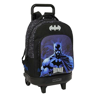 Safta Batman Mochila con Carro - Extraible - Bolsillo Frontal - Portabotellas - Tirador Doble - Hombreras Acolchadas - Asa Acolchada - Tarjeta ID - Ba