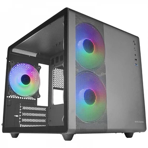 Mars Gaming MC-400 Caja Gaming Compacta - Doble Camara - Triple Refrigeracion FRGB - Ventana Cristal Templado - Panel Lateral Malla - Soporte Liquido 