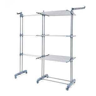 Innovagoods Dolver XL Tendedero Vertical Extensible con Ruedas - 30 Barras - Soporta hasta 45kg - Plegable - 2 Soportes para Perchas - Alas Laterables