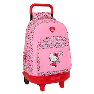 Safta Hello Kitty Mochila con Carro - Extraible - Bolsillo Frontal - Portabotellas - Doble Cremallera - Hombreras Acolchadas - Asa Acolchada - Tarjeta