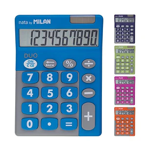 Milan Duo Expositor de 6 Calculadoras de Sobremesa - 10 Digitos - Teclas Grandes - Colores Surtidos