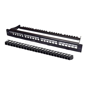 WP Patch Panel de 24 Puertos RJ45 CAT6A UTP - 1U Modular sin Herramientas - Color Negro