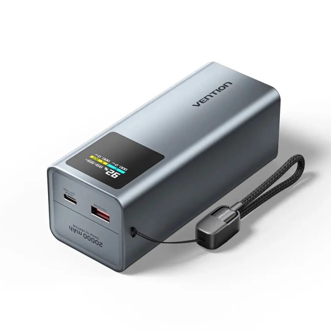 Vention Powerbank de 20000mAh - Potencia de Salida hasta 100W - Power Delivery - USB-A - USB-C - Pantalla TFT - Tecnologia PPS y UFCS - Color Gris 1