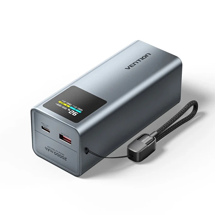 Vention Powerbank de 20000mAh - Potencia de Salida hasta 100W - Power Delivery - USB-A - USB-C - Pantalla TFT - Tecnologia PPS y UFCS - Color Gris 1