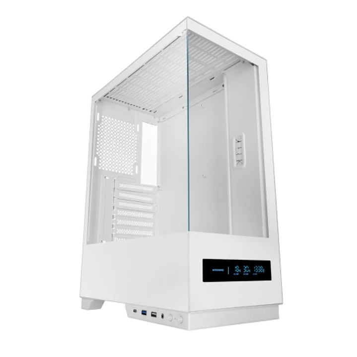 Mars Gaming MC-PULSAR Caja Torre ATX - Doble Cristal Templado - Pantalla LCD - Gestion de Cables - 453x350x196mm - Color Blanco 1