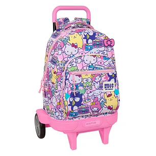 Safta Hello Kitty and Friends Mochila con Carro - Extraible - 33L - Portabotellas - Tarjeta de Identificacion Personal - Ruedas Antivibracion - Asa de