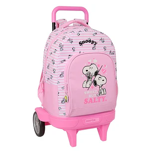 Safta Snoopy Mochila con Carro - Extraible - 33L - Portabotellas - Tarjeta de Identificacion Personal - Ruedas Antivibracion - Asa de Mano - Bolsillo 