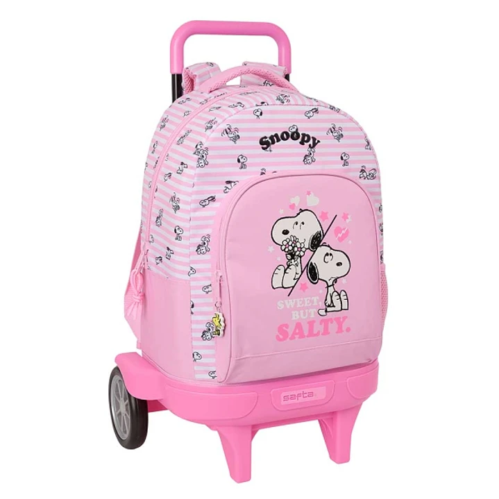 Safta Snoopy Mochila con Carro - Extraible - 33L - Portabotellas - Tarjeta de Identificacion Personal - Ruedas Antivibracion - Asa de Mano - Bolsillo  1