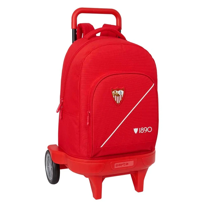 Safta Sevilla FC Mochila con Carro - Extraible - 33L - Portabotellas - Tarjeta de Identificacion Personal - Ruedas Antivibracion - Doble Tirador - Asa 1