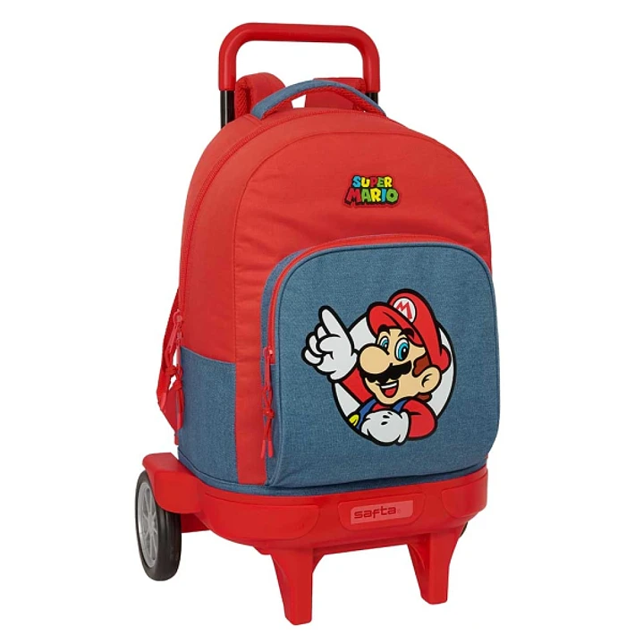 Safta Super Mario Mochila con Carro - Extraible - 33L - Portabotellas - Tarjeta de Identificacion Personal - Ruedas Antivibracion - Asa de Mano - Bols 1
