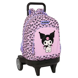 Safta Kuromi Mochila con Carro - Extraible - 33L - Portabotellas - Tarjeta de Identificacion Personal - Ruedas Antivibracion - Doble Tirador - Asa de 