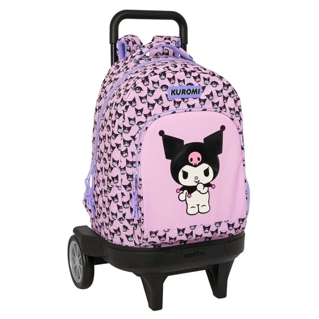 Safta Kuromi Mochila con Carro - Extraible - 33L - Portabotellas - Tarjeta de Identificacion Personal - Ruedas Antivibracion - Doble Tirador - Asa de  1