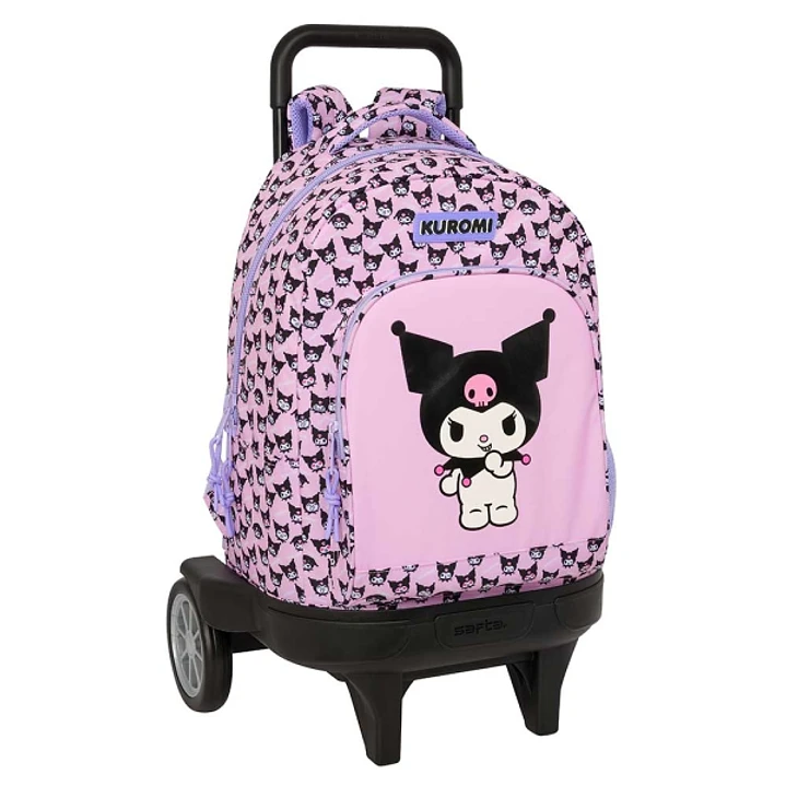 Safta Kuromi Mochila con Carro - Extraible - 33L - Portabotellas - Tarjeta de Identificacion Personal - Ruedas Antivibracion - Doble Tirador - Asa de  1