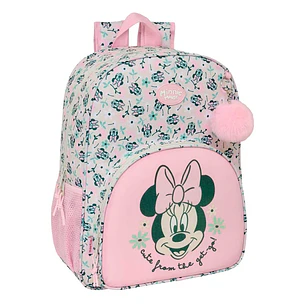 Safta Minnie Mouse Minty Mochila Adaptable a Carro - Portabotellas - Tirador Doble - Hombreras Ergonomicas Acolchadas - Bolsillo Frontal - Asa de Mano