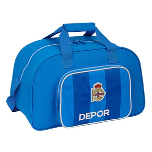 Safta Real Deportivo de la Coruña Bolsa de Deporte - Bolsillo Frontal - Bandolera Ajustable - Tirador Doble - Tacos Proteccion Base - Fondo Interior S