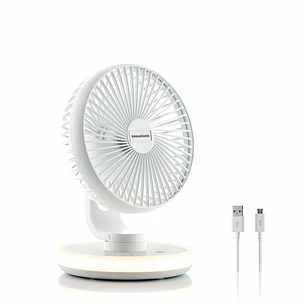 Innovagoods FanLed Ventilador de Escritorio Recargable - Autonomia hasta 11h - 40dB - 4 Velocidades - Bateria 4000mAh - Luz LED - Recargable - Antides