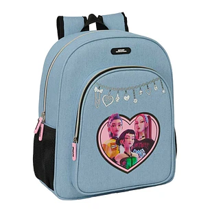Safta K-Pop Demon Hunters Huntr/X Mochila - 15L - Adaptable a Carro - Bolsillo Frontal - Portabotellas - Cremallera con Doble Tirador - Asa de Mano - 
