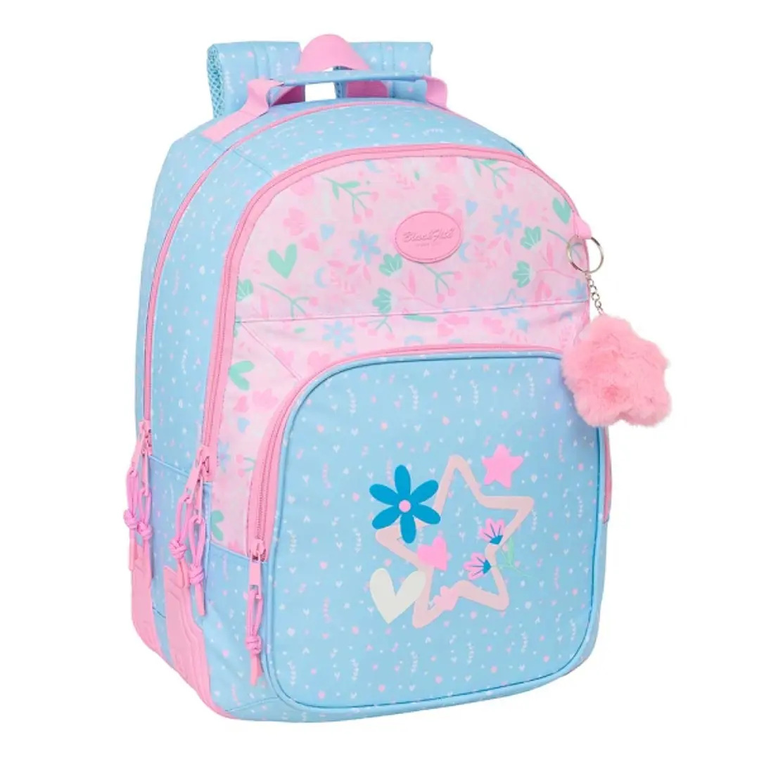Safta Blackfit8 Smile Mochila con 2 Compartimentos - Antirozaduras - Adaptable a Carro - Portabotellas - Tirador Doble - Hombreras Ergonomicas - 20L - 1