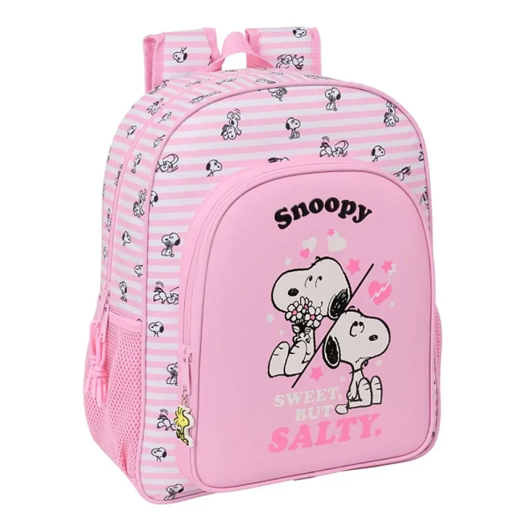 Safta Snoopy Mochila - 15L - Adaptable a Carro - Bolsillo Frontal - Portabotellas - Cremallera con Doble Tirador - Asa de Mano - Hombreras y Espalda A 1