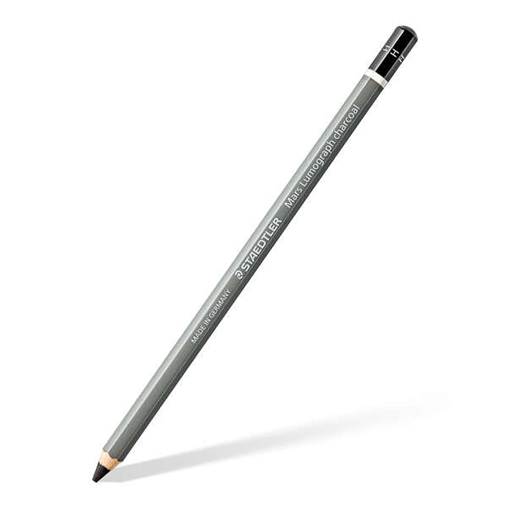 Staedtler Mars Lumograph Charcoal 100C Lapiz de Grafito - Mina H - Alta Proporción de Carbon y Carboncillo - Madera de Bosques Sostenibles 1