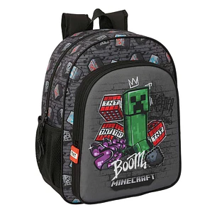 Safta Minecraft Graffiti Mochila - 15L - Adaptable a Carro - Bolsillo Frontal - Portabotellas - Cremallera con Doble Tirador - Asa de Mano - Hombreras