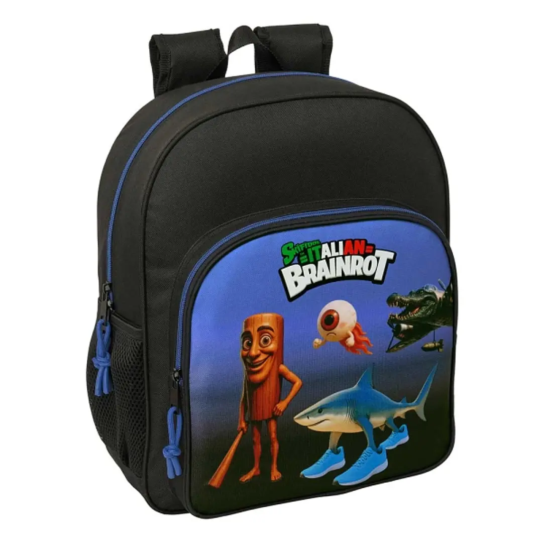 Safta Brainrot Mochila - 15L - Adaptable a Carro - Bolsillo Frontal - Portabotellas - Cremallera con Doble Tirador - Asa de Mano - Hombreras y Espalda 1