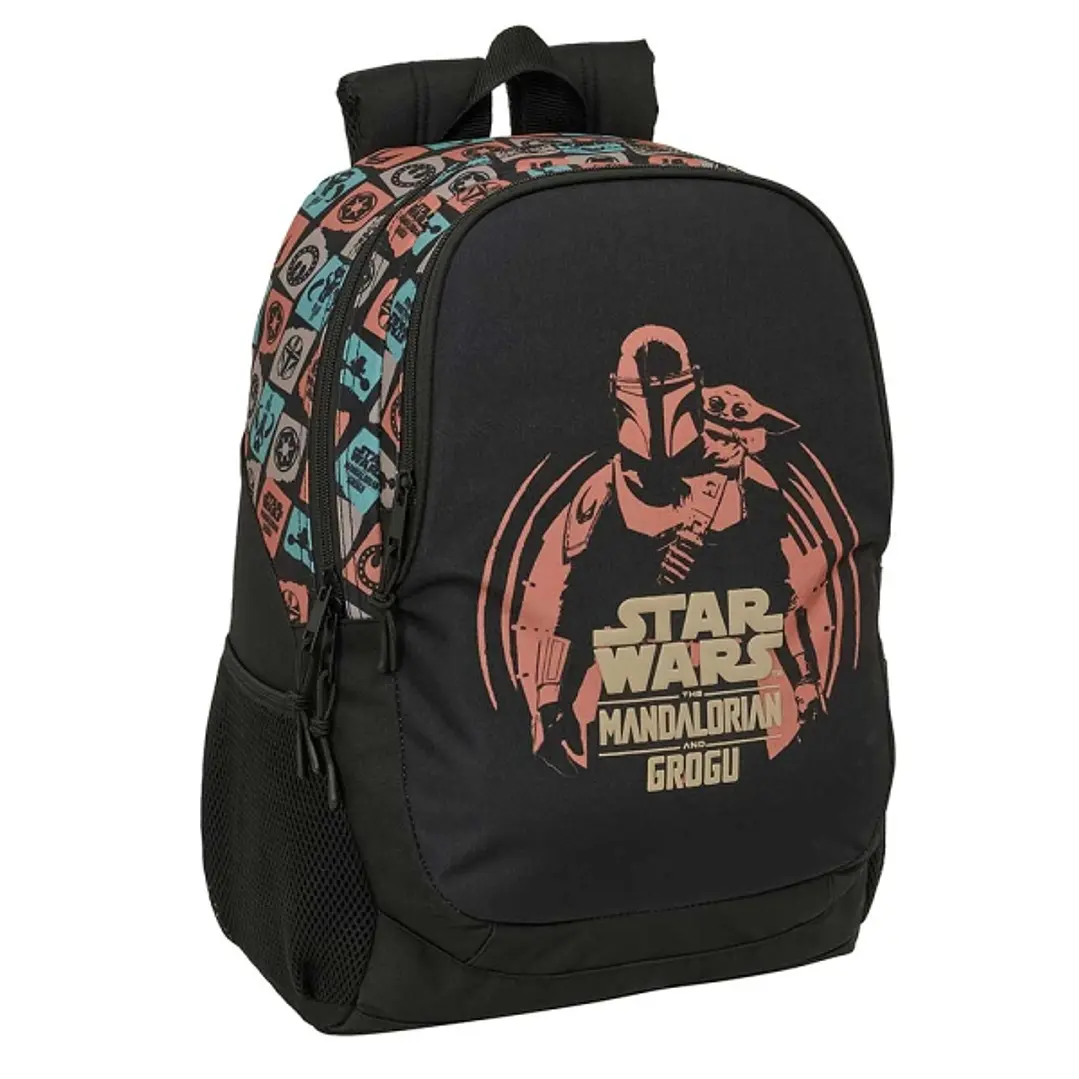 Safta Mandalorian and Grogu Mochila - 23L - Adaptable a Carro - Espalda Acolchada - Portabotellas - Cremallera con Doble Tirador - Asa de Mano - Hombr 1