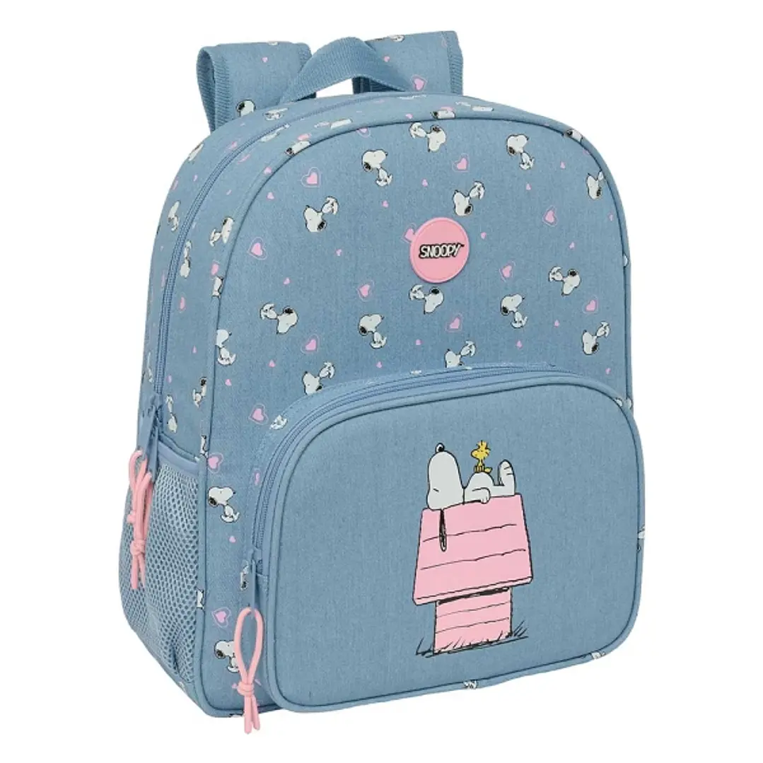 Safta Snoopy Mochila - Adaptable a Carro - Portabotellas - Tirador Doble - Hombreras Ergonomicas - Asa de Mano Superior - 320x120x380mm - Color Azul 1