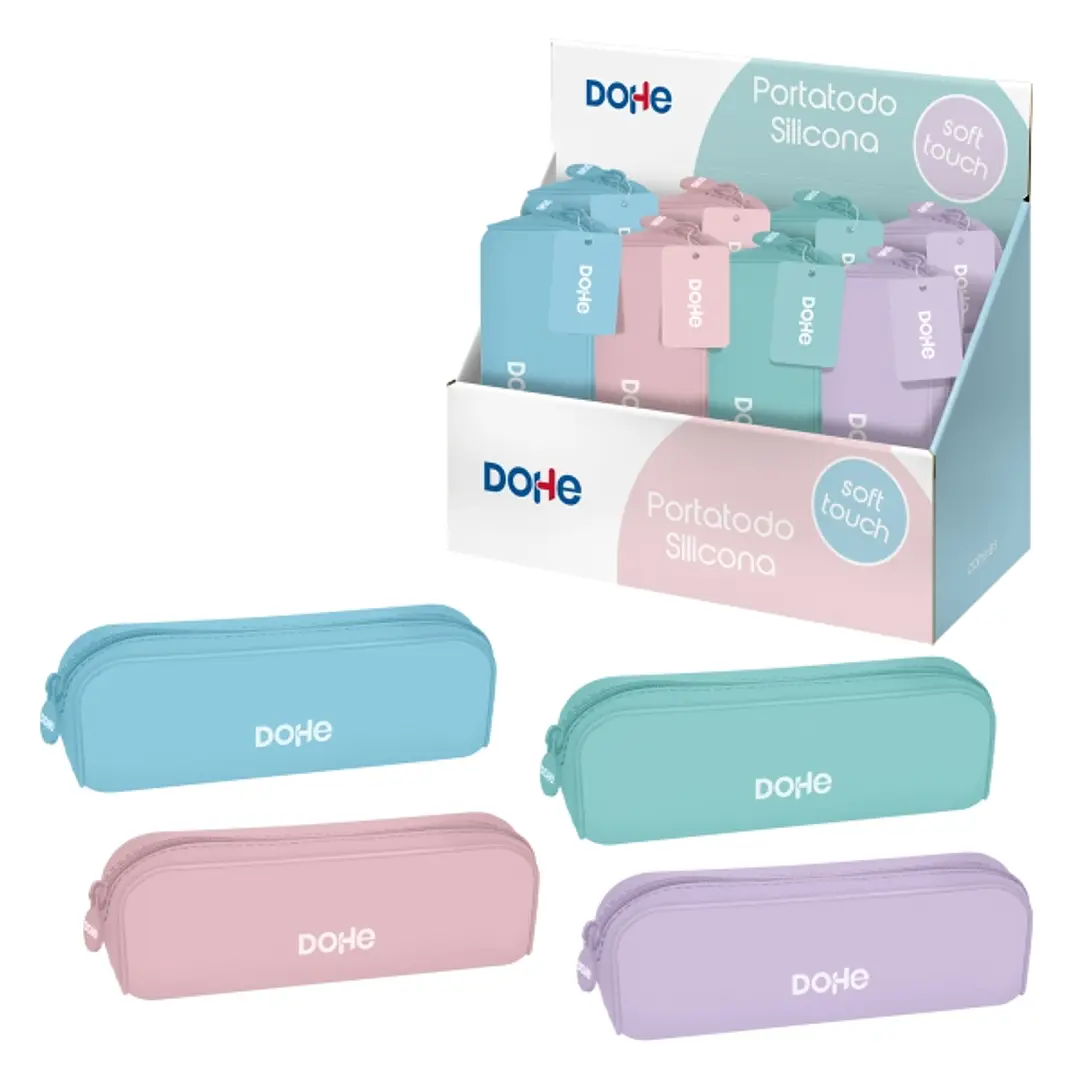 Dohe Serenity Expositor con 8 Portatodos Simples de Silicona - Cierre con Cremallera y Tirador de Goma - Colores Surtidos 1