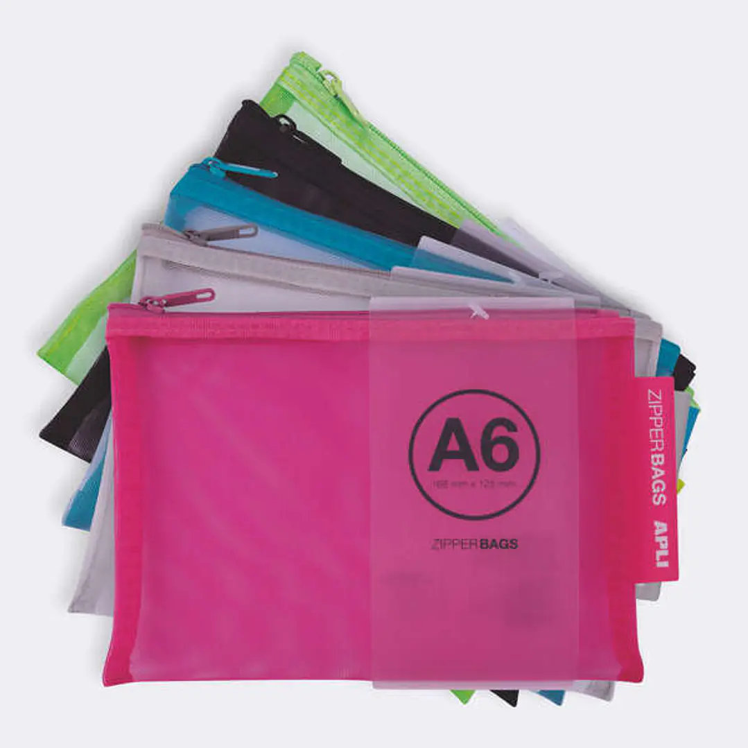 Apli Sobres Porta-Todo Nylon Transpirable A6 - Resistentes y Duraderos - Ideal para Equipos Electronicos - Cierre de Cremallera - Colores Surtidos 1