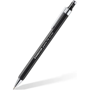 Staedtler Graphite 778 Portaminas 0.5mm - Cuerpo Hexagonal Negro Mate - Punta Metalica Retractil - Mina Amortiguada - Clip Metalico - Goma de Borrar