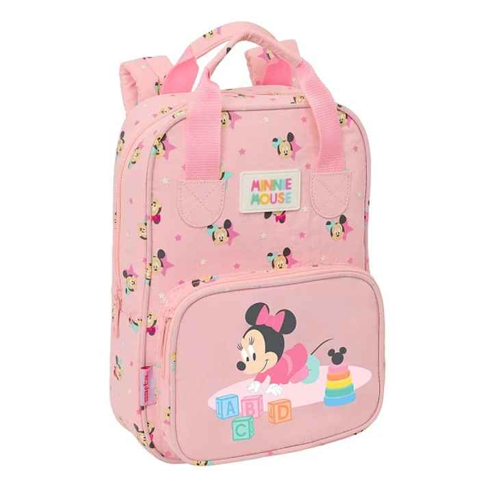 Safta Minnie Mouse Baby Mochila Infantil - Tarjeta de Identificacion Personal - Bolsillo Frontal - Hombreras Acolchadas - 20x28x8cm - Color Rosa Paste 1