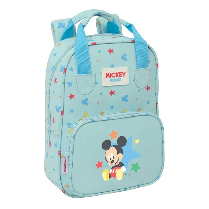 Safta Mickey Mouse Baby Mochila Infantil - Tarjeta de Identificacion Personal - Bolsillo Frontal - Hombreras Acolchadas - 20x28x8cm - Color Azul Paste 1